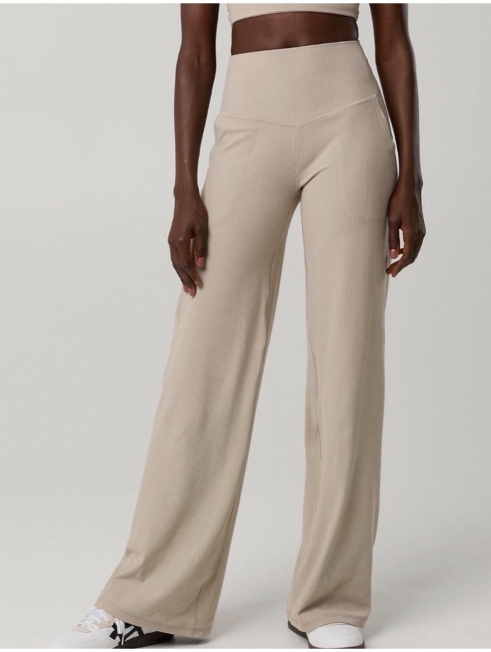 Aerie Offline Real Me Xtra High Waisted Trouser Tan Ribbed